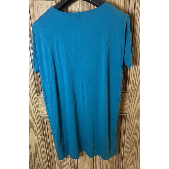 Eileen‎ Fisher Women's Size Small Teal Jersey Shirt Short Sleeve Dress - Picture 6 of 6